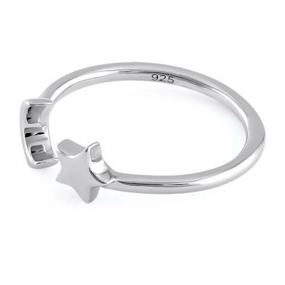 Sterling silver adjustable moon and star r… - Picture 2 of 3